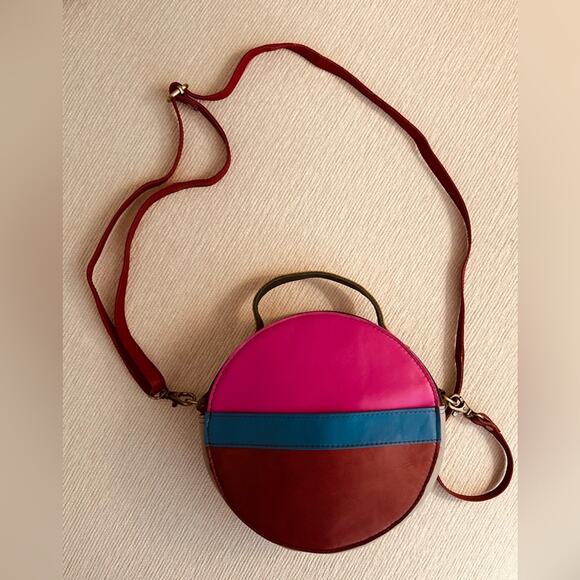 Soruka Pink, Teal, Maroon & Gray Crossbody Purse w/ Dusting Bag. NWOT - Picture 5 of 12